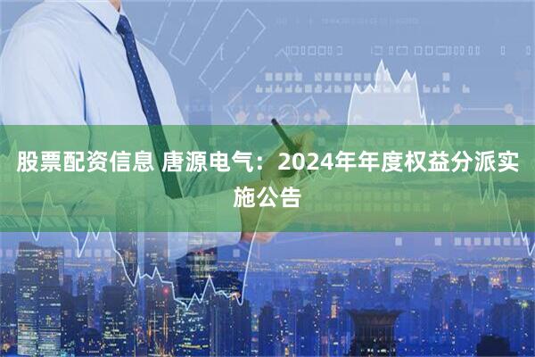 股票配资信息 唐源电气：2024年年度权益分派实施公告