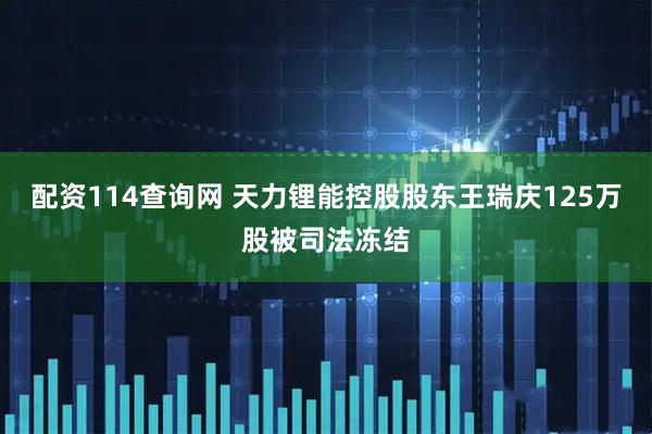 配资114查询网 天力锂能控股股东王瑞庆125万股被司法冻结